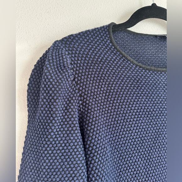 COS Women’s Long Sleeve Navy Blue Textured Knit Sweater Dress 100% Cotton Size L - Picture 3 of 7